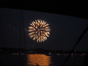 Fireworks over Lake Travis in July